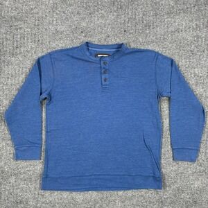 Reel Legends Mens Size Medium Blue Long Sleeve Henley Pullover Sweatshirt